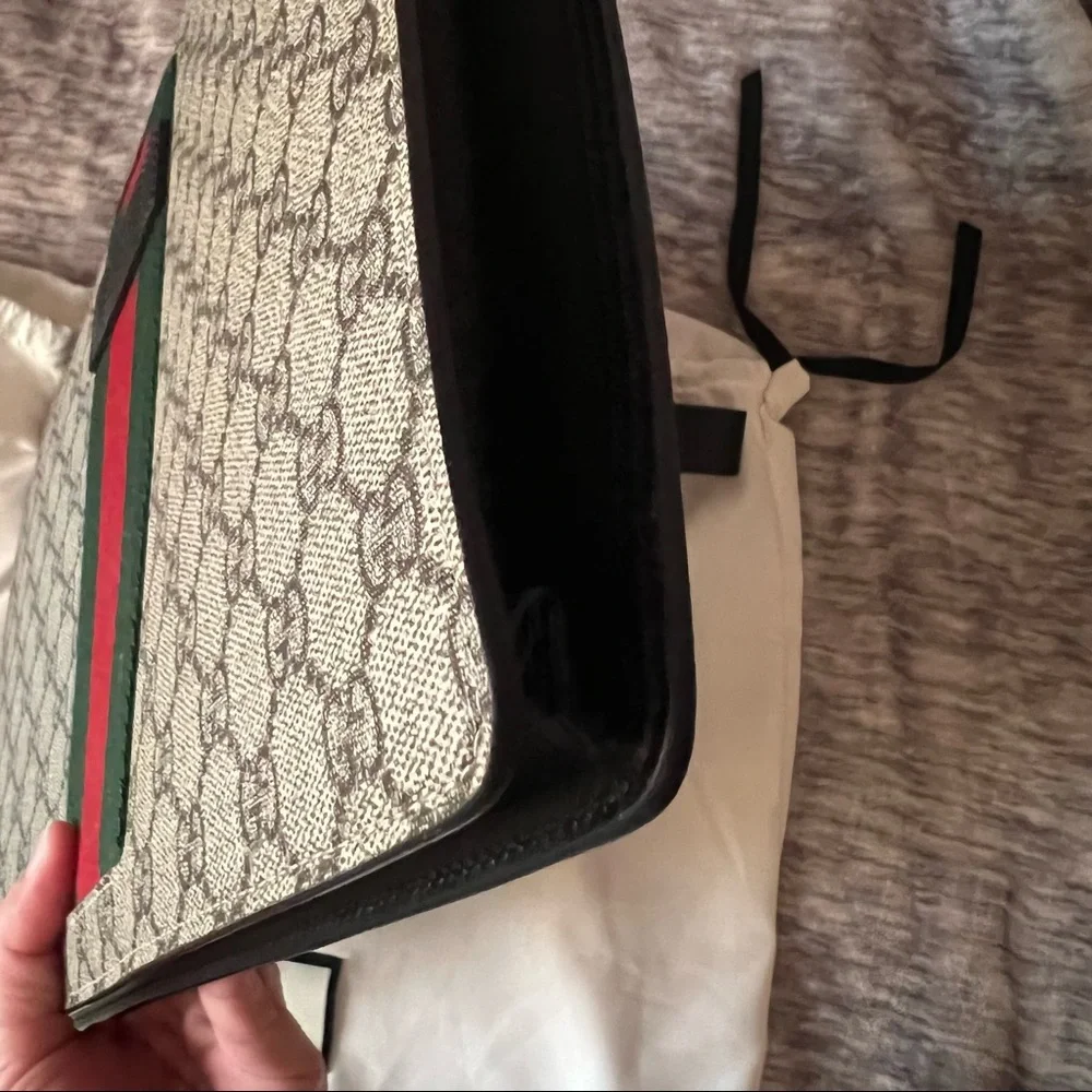 GUCCI WEB WRISTLET SUPREME CLUTCH GG MONOGRAM - Picture 8 of 9